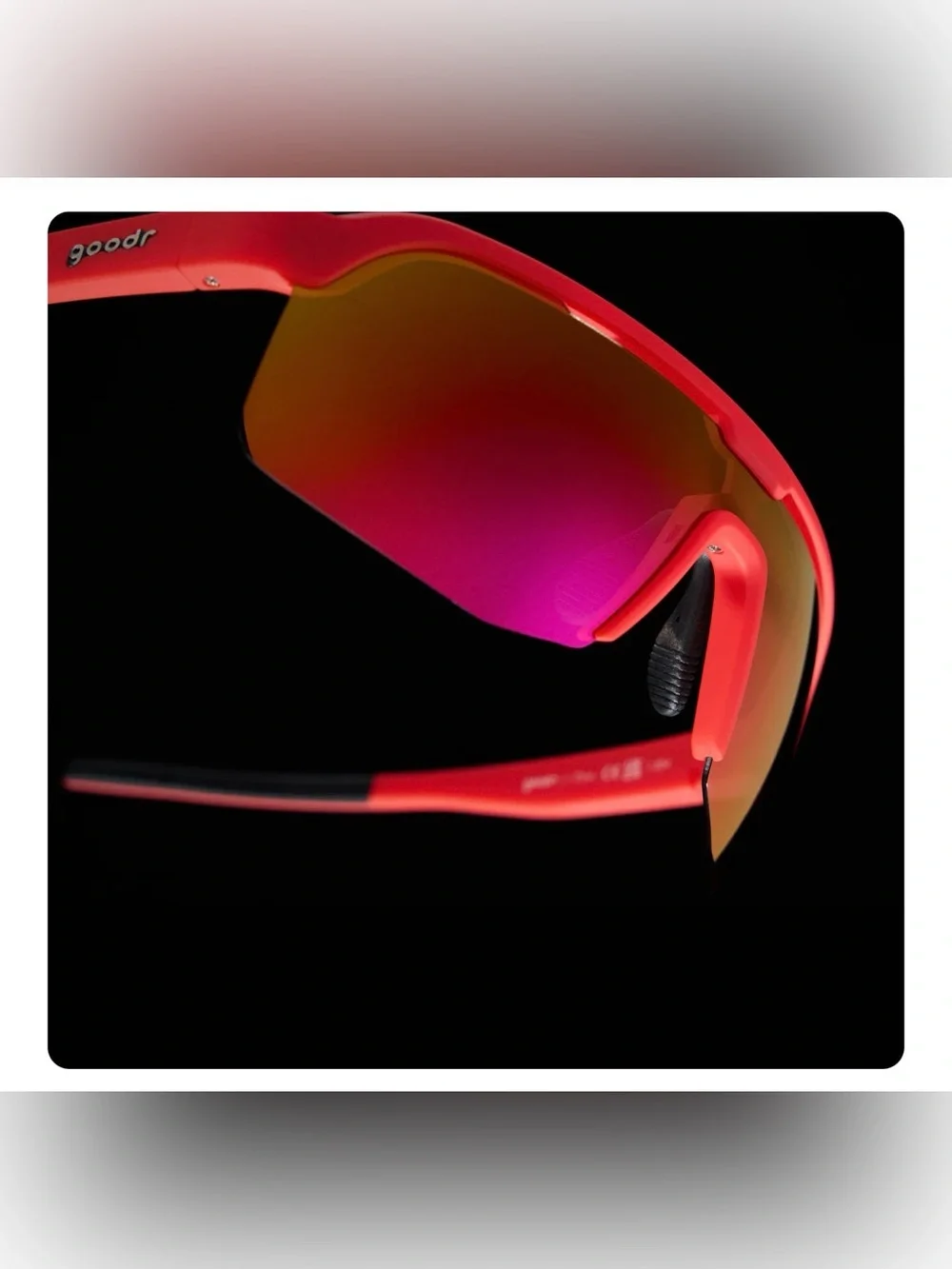 NIB goodr Bolt Gs in red with rose lenses